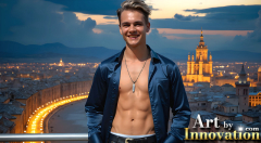 The Beautiful & Handsome Men of the Golden City,is a collection of AI generated images of sexy,glamorous,handsome guys in the heavens.