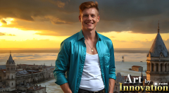 The Beautiful & Handsome Men of the Golden City,is a collection of AI generated images of sexy,glamorous,handsome guys in the heavens.