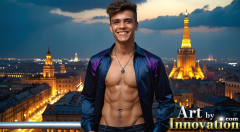 The Beautiful & Handsome Men of the Golden City,is a collection of AI generated images of sexy,glamorous,handsome guys in the heavens.