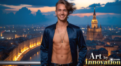 The Beautiful & Handsome Men of the Golden City,is a collection of AI generated images of sexy,glamorous,handsome guys in the heavens.