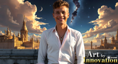 The Beautiful & Handsome Men of the Golden City,is a collection of AI generated images of sexy,glamorous,handsome guys in the heavens.