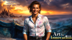 The Beautiful & Handsome Men of the Golden City,is a collection of AI generated images of sexy,glamorous,handsome guys in the heavens.