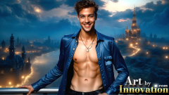 The Beautiful & Handsome Men of the Golden City,is a collection of AI generated images of sexy,glamorous,handsome guys in the heavens.