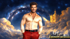 The Beautiful & Handsome Men of the Golden City,is a collection of AI generated images of sexy,glamorous,handsome guys in the heavens.