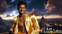 The Beautiful & Handsome Men of the Golden City,is a collection of AI generated images of sexy,glamorous,handsome guys in the heavens.