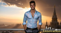 The Beautiful & Handsome Men of the Golden City,is a collection of AI generated images of sexy,glamorous,handsome guys in the heavens.