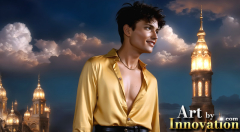 The Beautiful & Handsome Men of the Golden City,is a collection of AI generated images of sexy,glamorous,handsome guys in the heavens.