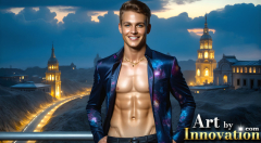 The Beautiful & Handsome Men of the Golden City,is a collection of AI generated images of sexy,glamorous,handsome guys in the heavens.