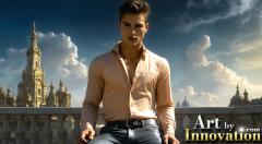 The Beautiful & Handsome Men of the Golden City,is a collection of AI generated images of sexy,glamorous,handsome guys in the heavens.