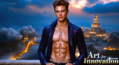 The Beautiful & Handsome Men of the Golden City,is a collection of AI generated images of sexy,glamorous,handsome guys in the heavens.