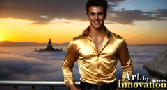 The Beautiful & Handsome Men of the Golden City,is a collection of AI generated images of sexy,glamorous,handsome guys in the heavens.