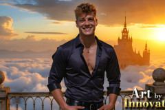 The Beautiful & Handsome Men of the Golden City,is a collection of AI generated images of sexy,glamorous,handsome guys in the heavens.