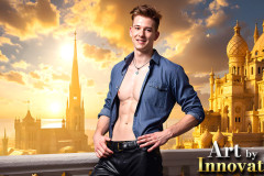 The Beautiful & Handsome Men of the Golden City,is a collection of AI generated images of sexy,glamorous,handsome guys in the heavens.