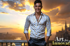 The Beautiful & Handsome Men of the Golden City,is a collection of AI generated images of sexy,glamorous,handsome guys in the heavens.