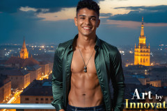 The Beautiful & Handsome Men of the Golden City,is a collection of AI generated images of sexy,glamorous,handsome guys in the heavens.