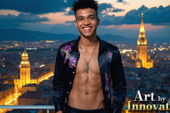 The Beautiful & Handsome Men of the Golden City,is a collection of AI generated images of sexy,glamorous,handsome guys in the heavens.