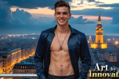 The Beautiful & Handsome Men of the Golden City,is a collection of AI generated images of sexy,glamorous,handsome guys in the heavens.