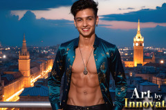 The Beautiful & Handsome Men of the Golden City,is a collection of AI generated images of sexy,glamorous,handsome guys in the heavens.