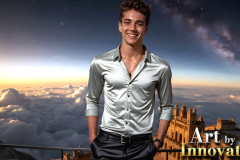 The Beautiful & Handsome Men of the Golden City,is a collection of AI generated images of sexy,glamorous,handsome guys in the heavens.