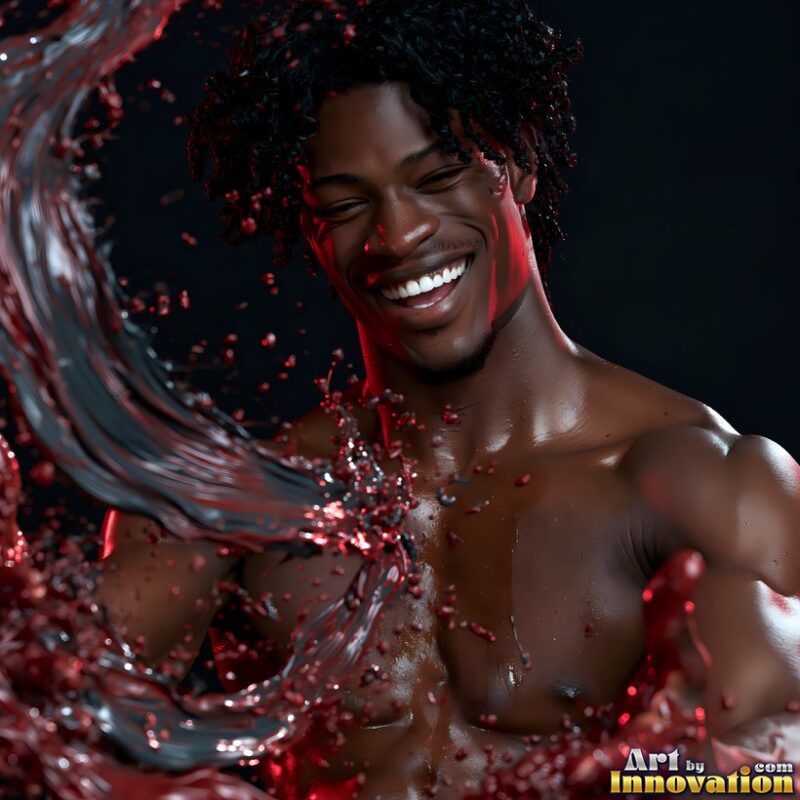 Male Body Paint Art – Poured Color Splats