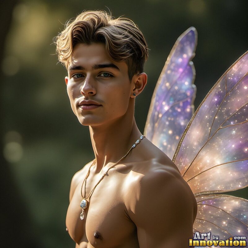 Male Fairies – Men with Crystal Wings in Enchanted Woods