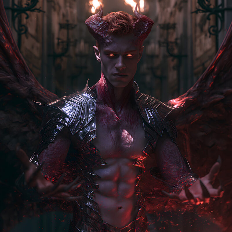 Sexy Male Demons – Horns, Burning Wings, Glowing Eyes
