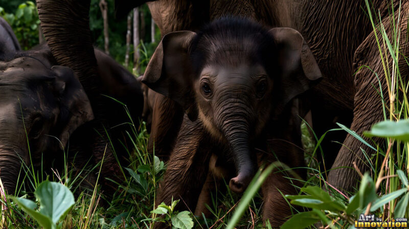 Elephants – African and Asian Background Art