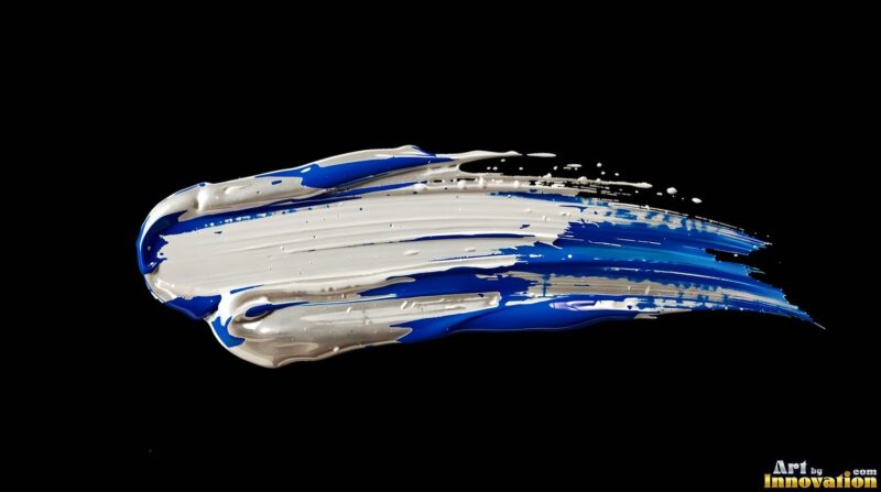 White and Silver Paint Strokes on Black