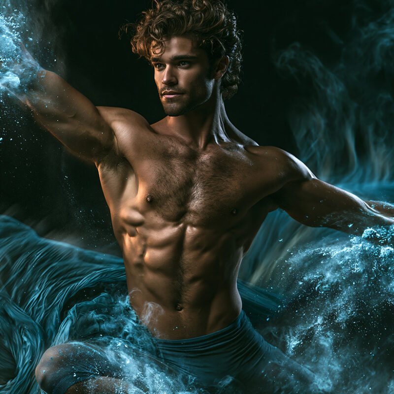 Abstract Male Art in Motion – Liquid Color