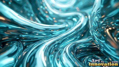 Metallic deep blue liquid flowing in smooth, curved streams