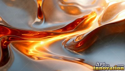 Gold and silver liquid waves flowing smoothly together
