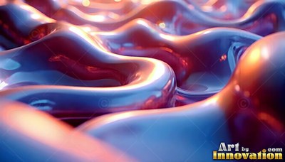 Smooth blue and copper liquid forms rounded waves in gentle light