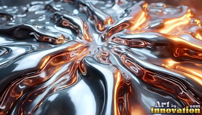 Spreading outward on a surface, silver liquid ripples under warm light