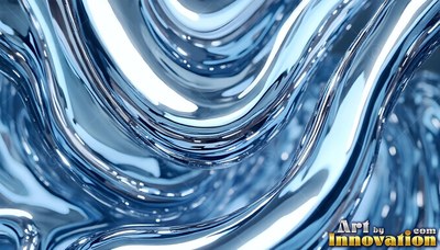Swirling in smooth waves, light blue fluid ripples with bright white highlights