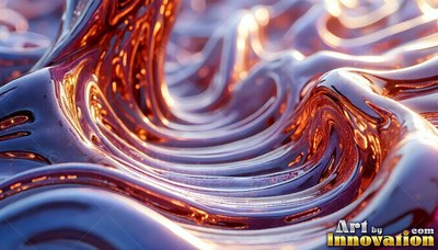 In warm sunlight, thick purple and bronze liquid swirls into smooth ridges