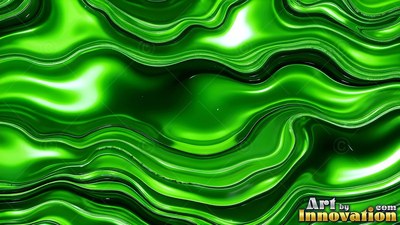Wavy green fluid with smooth ripples and bright white highlights