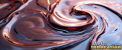 Glossy chocolate syrup folds in smooth ripples under warm overhead light