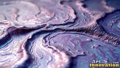 Thick purple paste ripples into terraced layers under cool white light