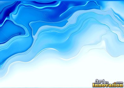 Flowing in smooth ripples, blue liquid curves over a white background