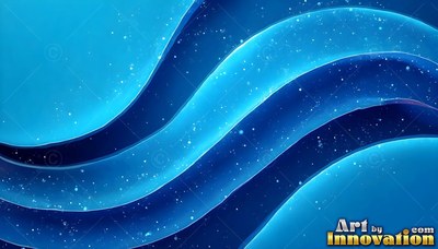 Curving blue layered ribbons with tiny white specks