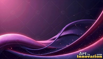 Curving through a dim space, smooth purple ribbons drift in soft light
