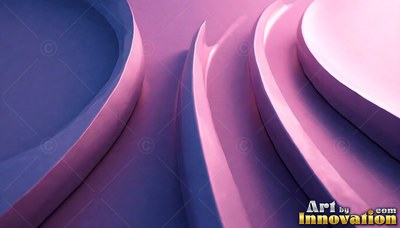 Smooth curved ribbons sweep upward across a softly lit purple surface