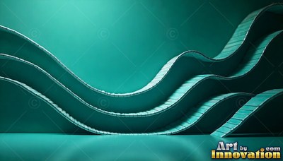 Curving over a dark teal room, wavy tiered paths rise like small steps