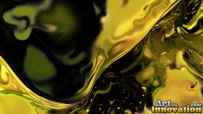Swirling yellow liquid flowing over a dark black surface