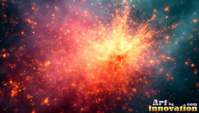 In a smoky dark space, a bright burst of orange fire throws off sparks