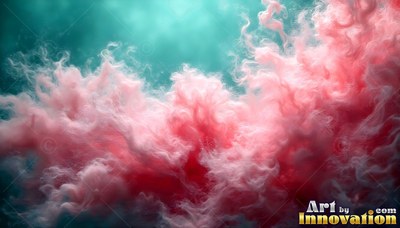 In deep teal water, thick clouds of pink smoke curl upward