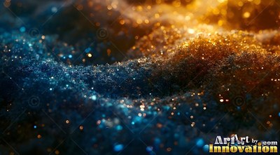 Resting in soft mounds, midnight blue and bright gold glitter catches warm light
