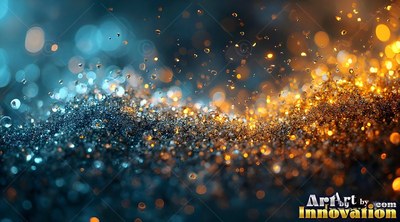 Close-up angle across dark sand sparkling in blue and warm gold light
