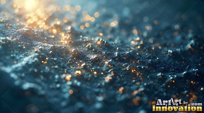 Tiny golden lights sparkle across a patch of rough shadowy blue water