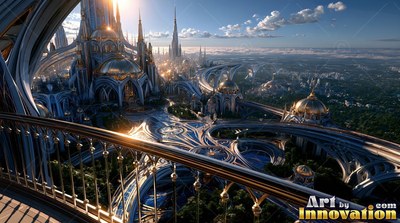 Over looking a city of white spires and gold domes, a high curved balcony catches the morning sun